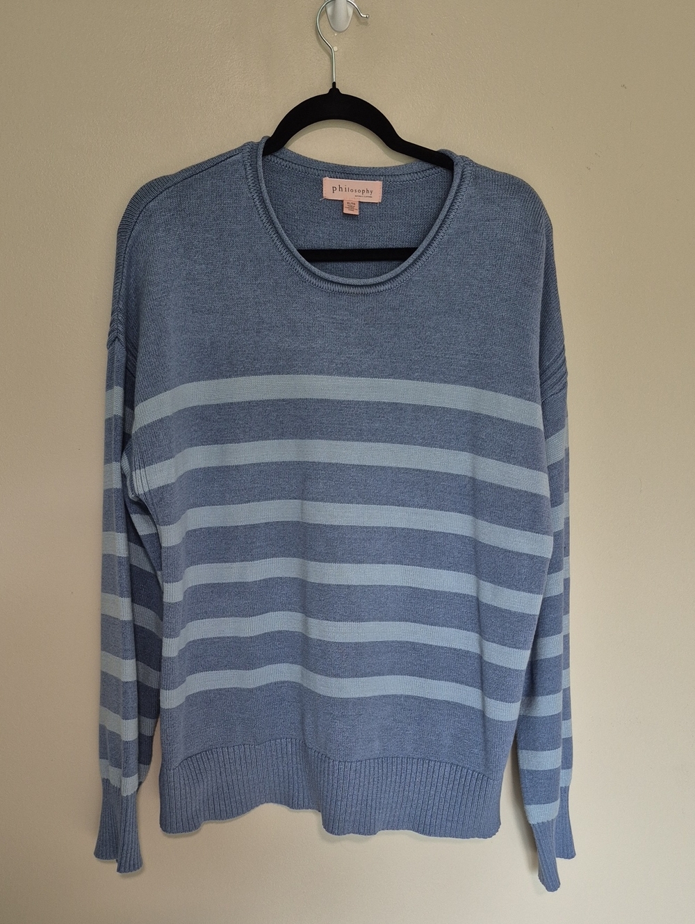 Philosophy Blue Striped Crewneck Sweater